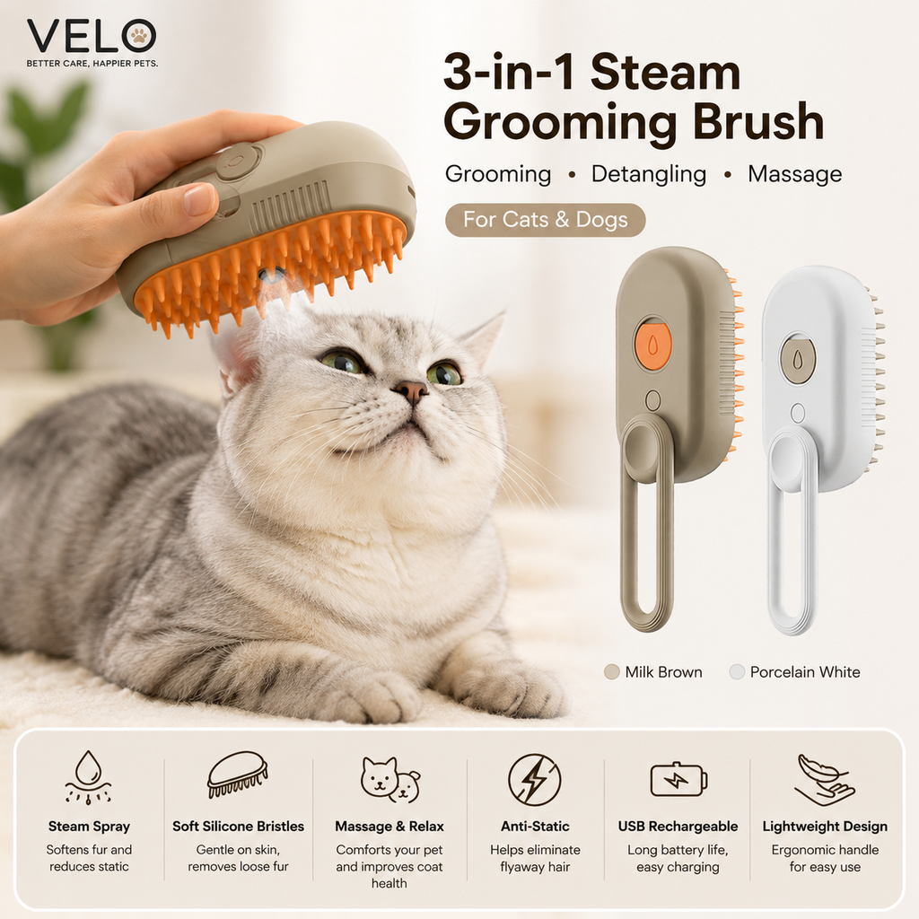 VELO™ 3-in-1 Steam Grooming Brush