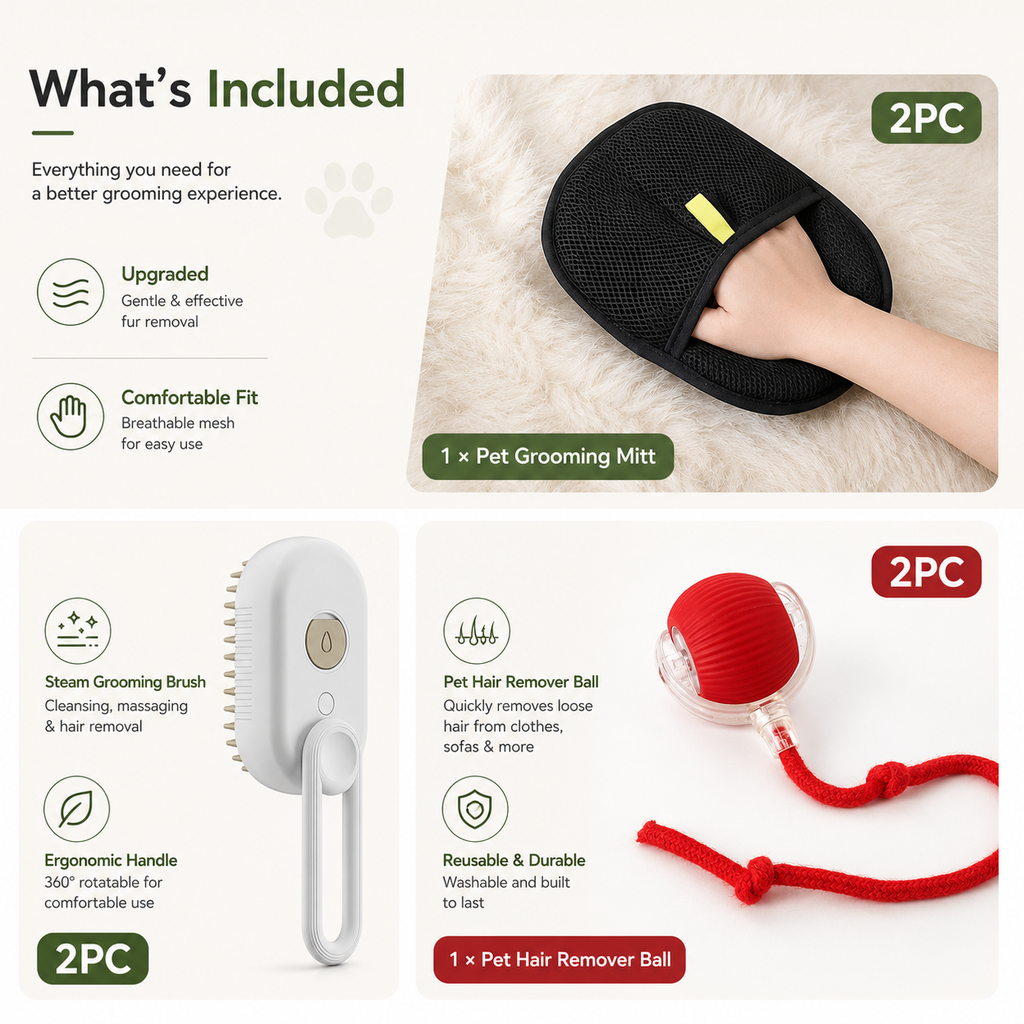 VELO™ 3-in-1 Steam Grooming Brush