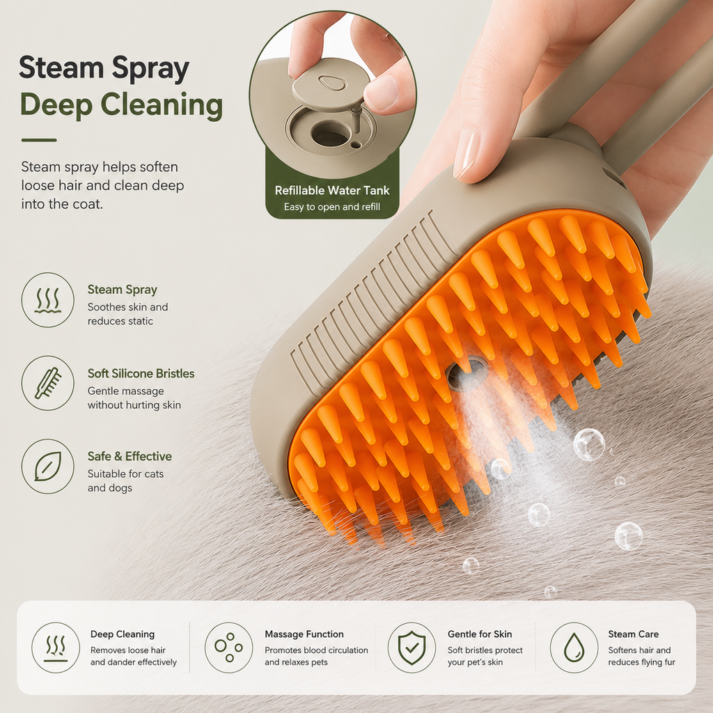 VELO™ 3-in-1 Steam Grooming Brush